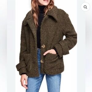 Free People Olive Teddy Jacket Size Small
